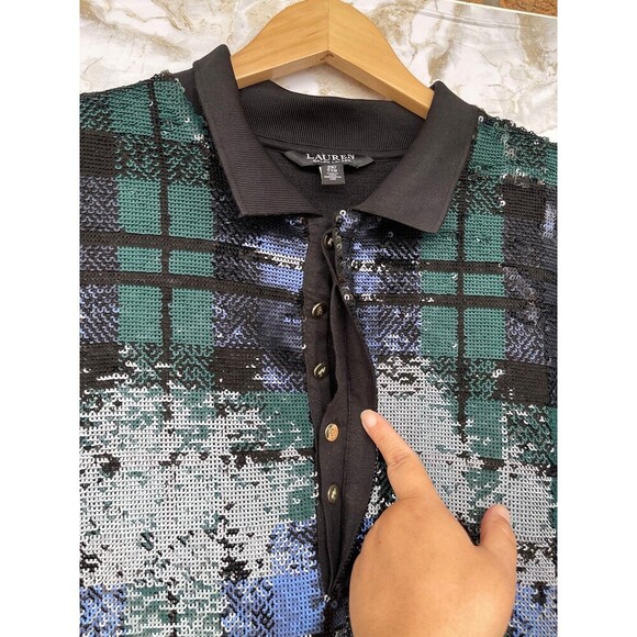 Lauren Ralph Lauren black label 
Plus Size Sequined Plaid Polo Dress size 2X - Picture 10 of 11